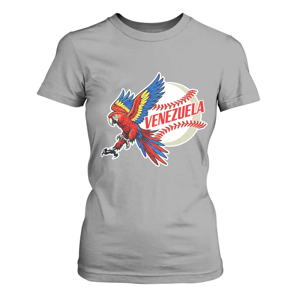 Venezuela Baseball Flying Scarlet Macaw and Ball T Shirt For Women Ara Macao Guacamaya Venezuelan Pride TS02 Sport Gray Print Your Wear