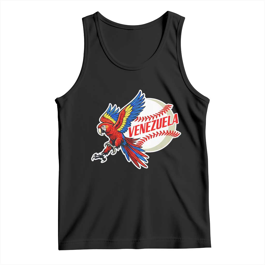 Venezuela Baseball Flying Scarlet Macaw and Ball Tank Top Ara Macao Guacamaya Venezuelan Pride TS02 Black Print Your Wear