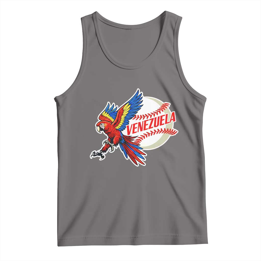 Venezuela Baseball Flying Scarlet Macaw and Ball Tank Top Ara Macao Guacamaya Venezuelan Pride TS02 Deep Heather Print Your Wear