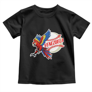 Venezuela Baseball Flying Scarlet Macaw and Ball Toddler T Shirt Ara Macao Guacamaya Venezuelan Pride TS02 Black Print Your Wear