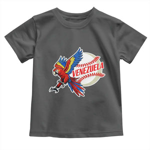 Venezuela Baseball Flying Scarlet Macaw and Ball Toddler T Shirt Ara Macao Guacamaya Venezuelan Pride TS02 Dark Heather Print Your Wear