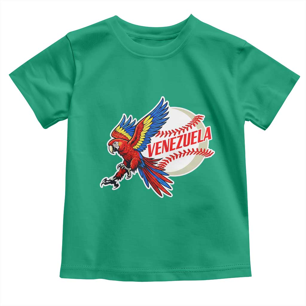 Venezuela Baseball Flying Scarlet Macaw and Ball Toddler T Shirt Ara Macao Guacamaya Venezuelan Pride TS02 Irish Green Print Your Wear