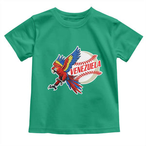Venezuela Baseball Flying Scarlet Macaw and Ball Toddler T Shirt Ara Macao Guacamaya Venezuelan Pride TS02 Irish Green Print Your Wear