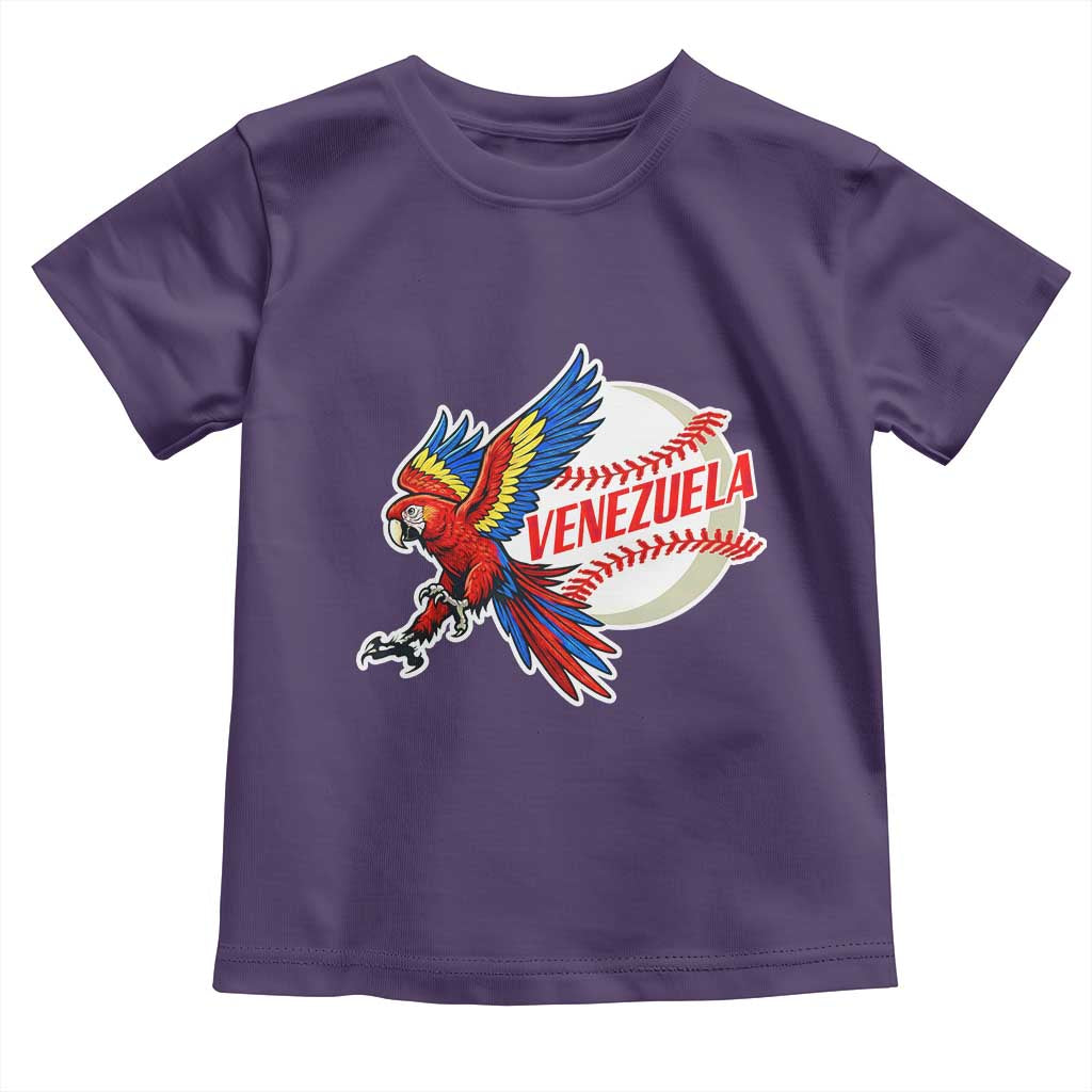 Venezuela Baseball Flying Scarlet Macaw and Ball Toddler T Shirt Ara Macao Guacamaya Venezuelan Pride TS02 Purple Print Your Wear