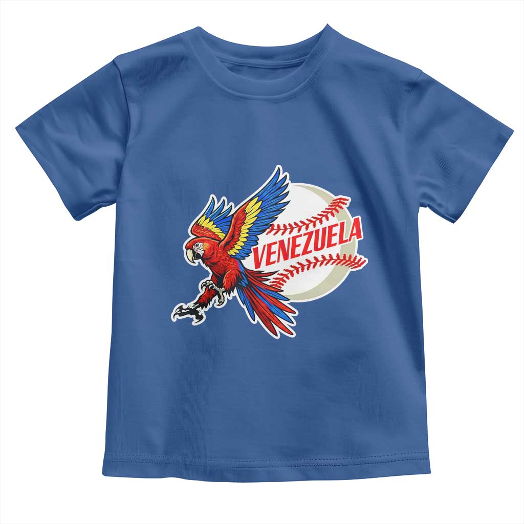 Venezuela Baseball Flying Scarlet Macaw and Ball Toddler T Shirt Ara Macao Guacamaya Venezuelan Pride TS02 Royal Blue Print Your Wear