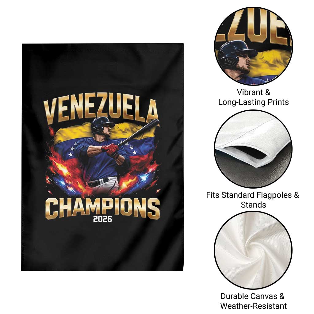 Venezuela Champions 2026 Garden Flag Beisbol Venezuelan Pride Flag Baseball Fans TS02 Print Your Wear
