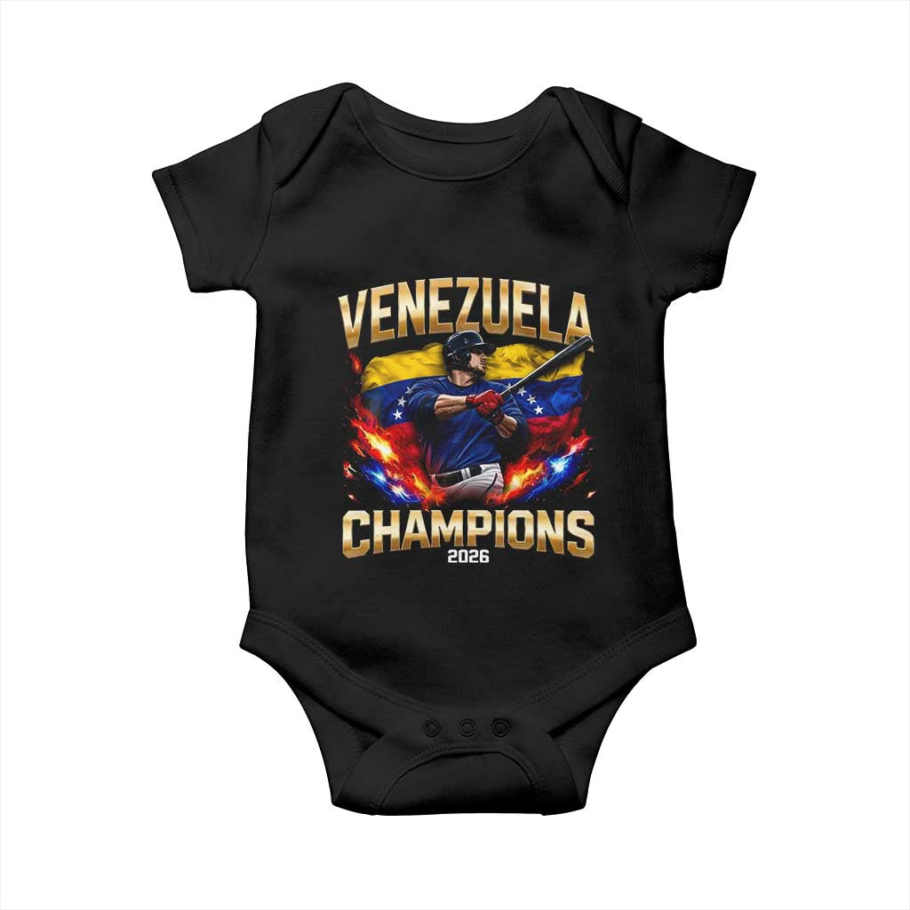Venezuela Champions 2026 Baby Onesie Beisbol Venezuelan Pride Flag Baseball Fans TS02 Black Print Your Wear