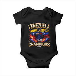 Venezuela Champions 2026 Baby Onesie Beisbol Venezuelan Pride Flag Baseball Fans TS02 Black Print Your Wear