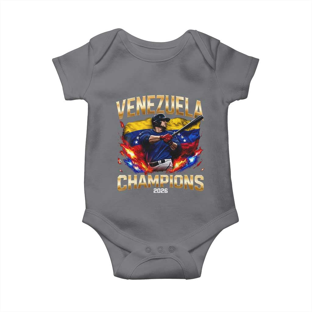 Venezuela Champions 2026 Baby Onesie Beisbol Venezuelan Pride Flag Baseball Fans TS02 Charcoal Print Your Wear