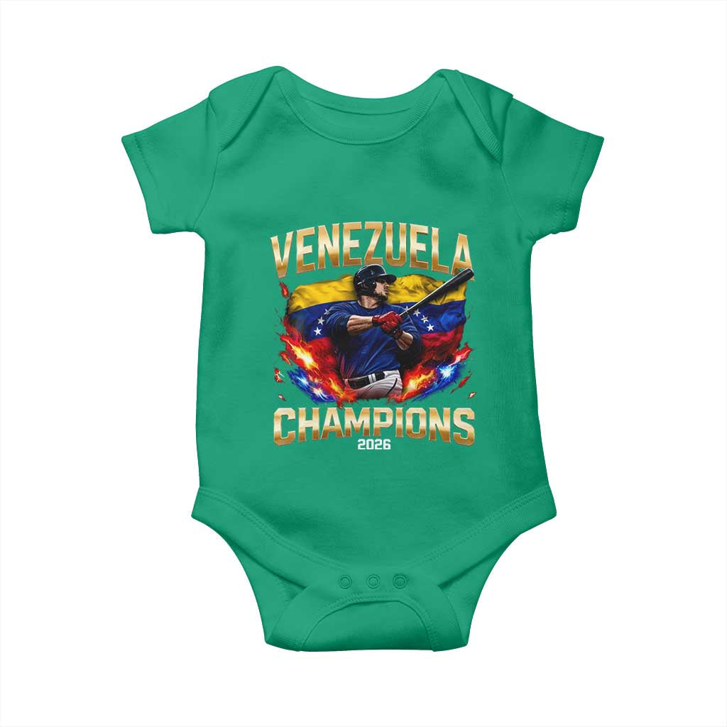 Venezuela Champions 2026 Baby Onesie Beisbol Venezuelan Pride Flag Baseball Fans TS02 Irish Green Print Your Wear