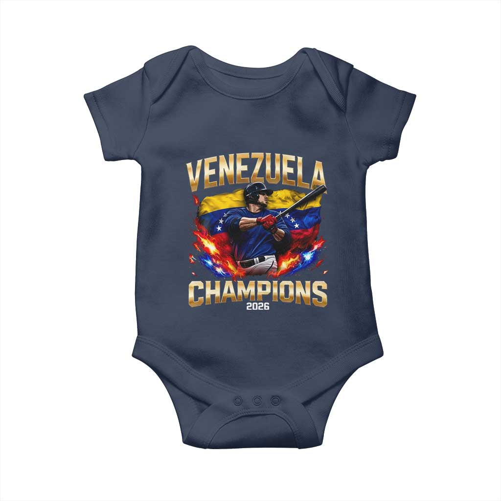 Venezuela Champions 2026 Baby Onesie Beisbol Venezuelan Pride Flag Baseball Fans TS02 Navy Print Your Wear
