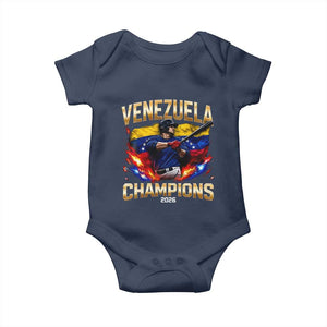 Venezuela Champions 2026 Baby Onesie Beisbol Venezuelan Pride Flag Baseball Fans TS02 Navy Print Your Wear
