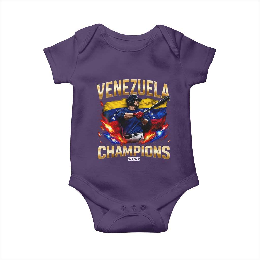Venezuela Champions 2026 Baby Onesie Beisbol Venezuelan Pride Flag Baseball Fans TS02 Purple Print Your Wear