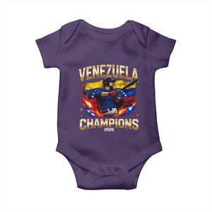 Venezuela Champions 2026 Baby Onesie Beisbol Venezuelan Pride Flag Baseball Fans TS02 Purple Print Your Wear