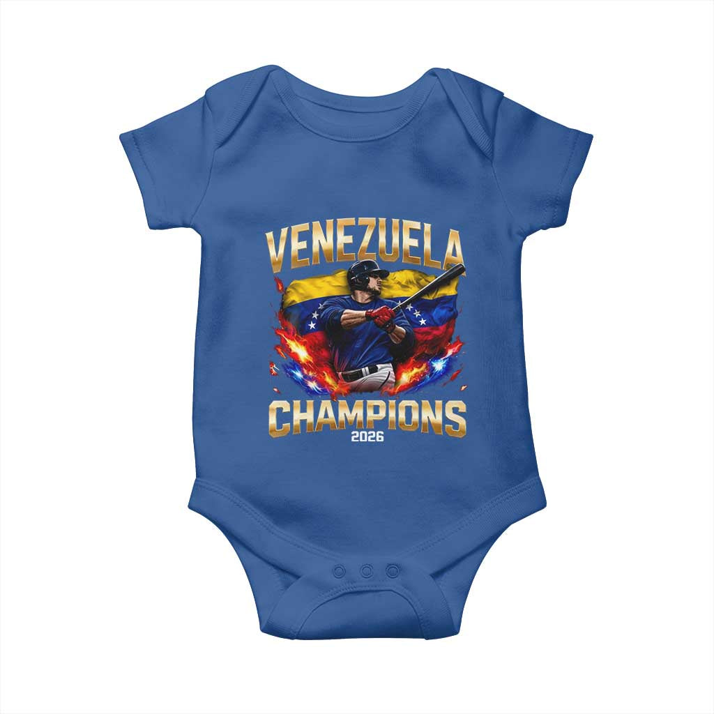 Venezuela Champions 2026 Baby Onesie Beisbol Venezuelan Pride Flag Baseball Fans TS02 Royal Blue Print Your Wear