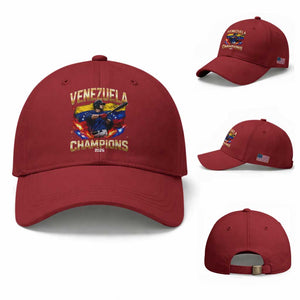 Venezuela Champions 2026 Baseball Cap Beisbol Venezuelan Pride Flag Baseball Fans TS02 Baseball Cap Universal Fit Cherry Red Print Your Wear