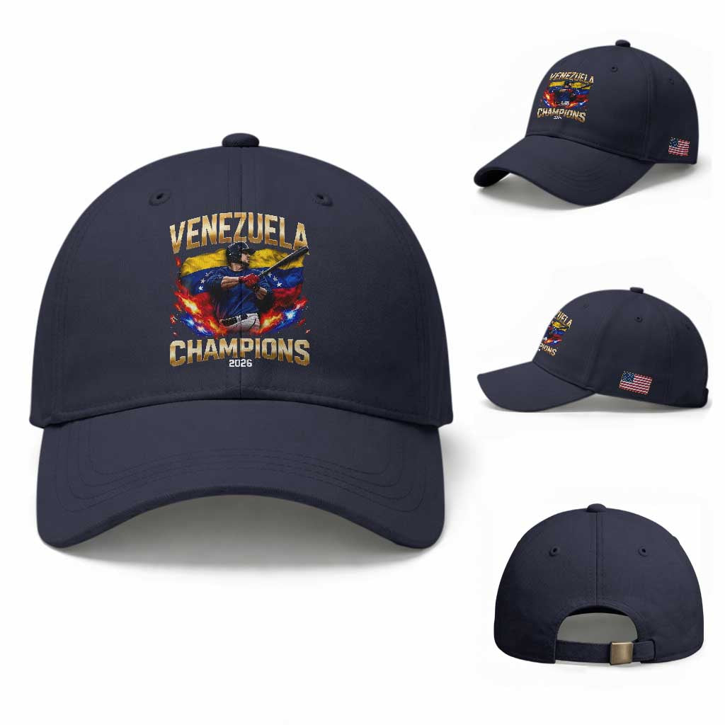 Venezuela Champions 2026 Baseball Cap Beisbol Venezuelan Pride Flag Baseball Fans TS02 Baseball Cap Universal Fit Dark Blue Print Your Wear
