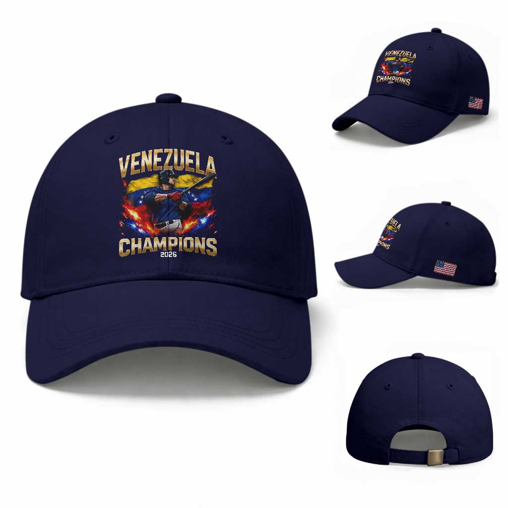 Venezuela Champions 2026 Baseball Cap Beisbol Venezuelan Pride Flag Baseball Fans TS02 Baseball Cap Universal Fit Navy Print Your Wear