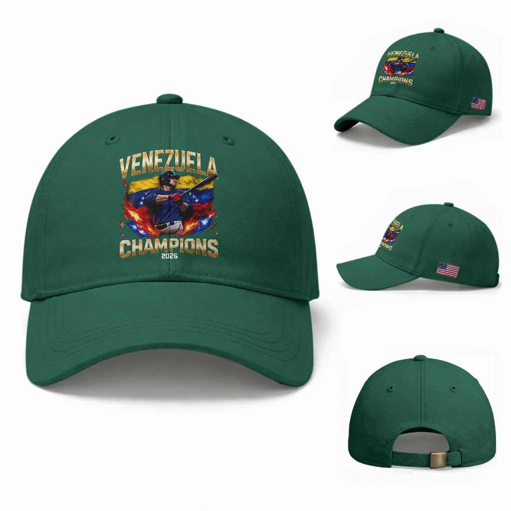 Venezuela Champions 2026 Baseball Cap Beisbol Venezuelan Pride Flag Baseball Fans TS02 Baseball Cap Universal Fit Irish Green Print Your Wear