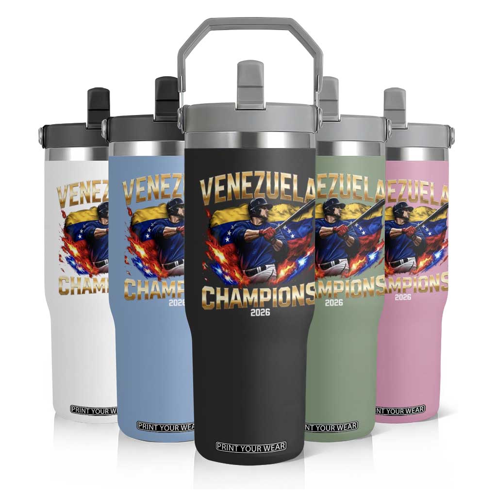 Venezuela Champions 2026 Flip Straw Tumbler Beisbol Venezuelan Pride Flag Baseball Fans TS02 Print Your Wear