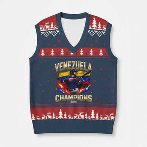 Venezuela Champions 2026 V-Neck Knit Sweater Vest Beisbol Venezuelan Pride Flag Baseball Fans TS02 Navy Red Print Your Wear