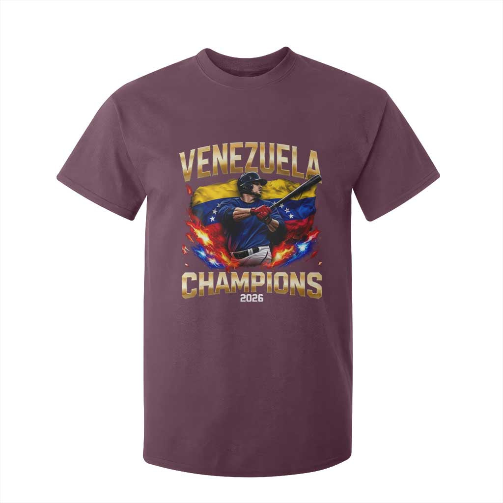 Venezuela Champions 2026 T Shirt For Kid Beisbol Venezuelan Pride Flag Baseball Fans TS02 Maroon Print Your Wear