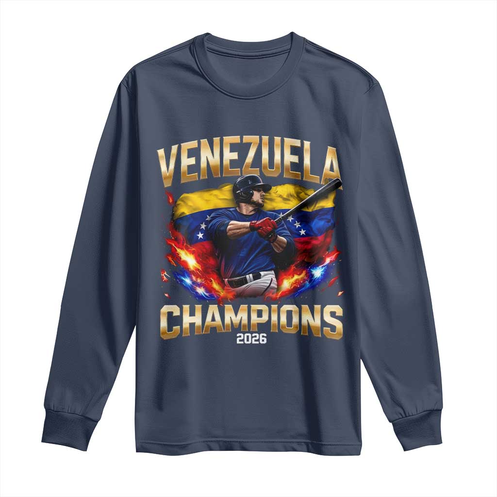 Venezuela Champions 2026 Long Sleeve Shirt Beisbol Venezuelan Pride Flag Baseball Fans TS02 Navy Print Your Wear