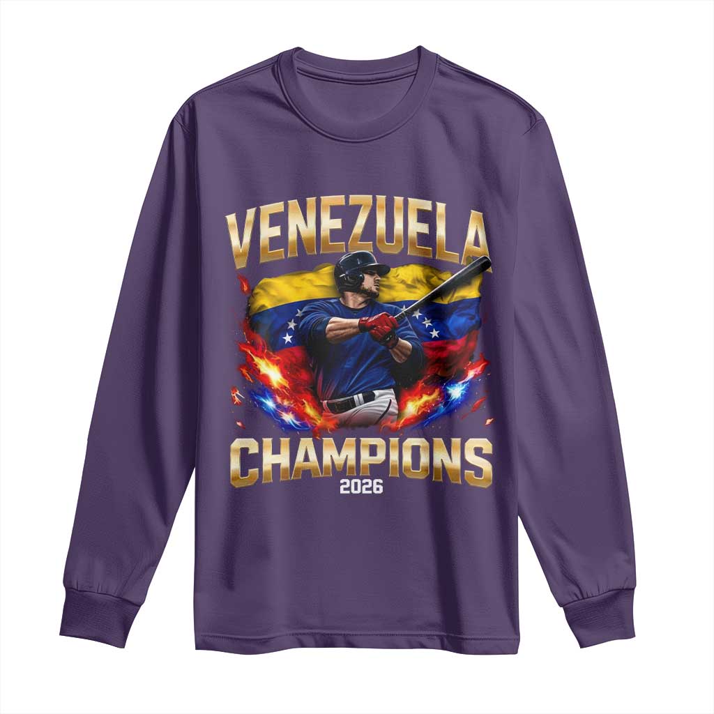 Venezuela Champions 2026 Long Sleeve Shirt Beisbol Venezuelan Pride Flag Baseball Fans TS02 Purple Print Your Wear