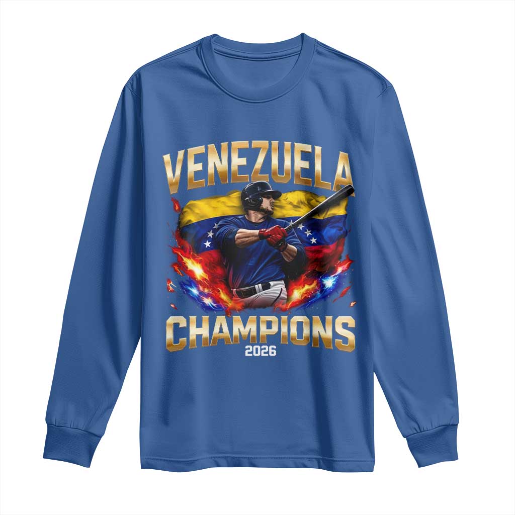 Venezuela Champions 2026 Long Sleeve Shirt Beisbol Venezuelan Pride Flag Baseball Fans TS02 Royal Blue Print Your Wear