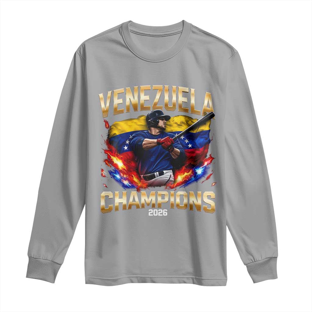 Venezuela Champions 2026 Long Sleeve Shirt Beisbol Venezuelan Pride Flag Baseball Fans TS02 Sport Gray Print Your Wear