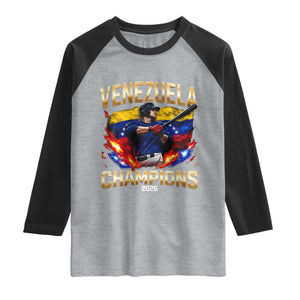Venezuela Champions 2026 Raglan Shirt Beisbol Venezuelan Pride Flag Baseball Fans TS02 Heather Gray Black Print Your Wear