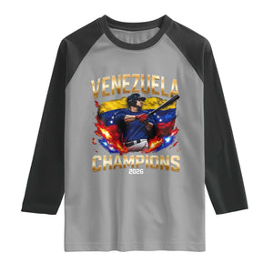 Venezuela Champions 2026 Raglan Shirt Beisbol Venezuelan Pride Flag Baseball Fans TS02 Sport Gray Black Print Your Wear