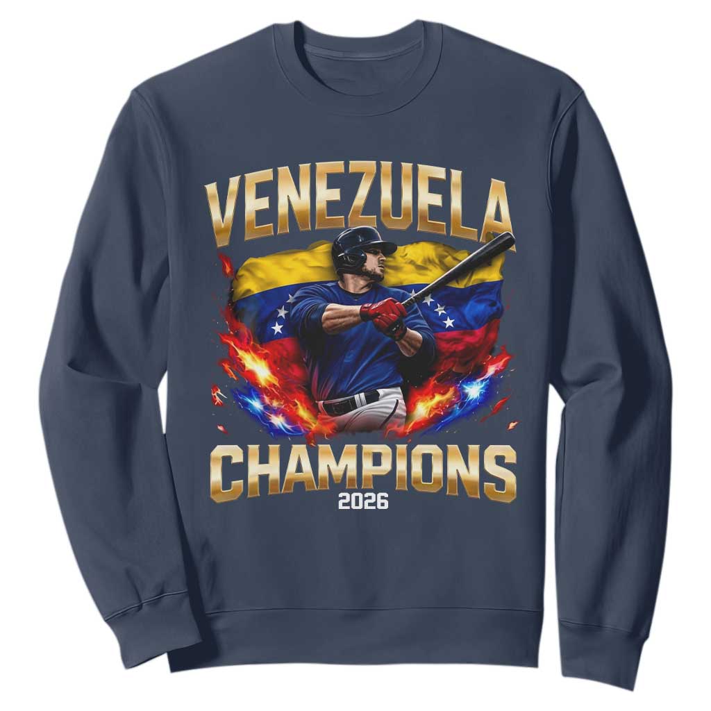 Venezuela Champions 2026 Sweatshirt Beisbol Venezuelan Pride Flag Baseball Fans TS02 Navy Print Your Wear
