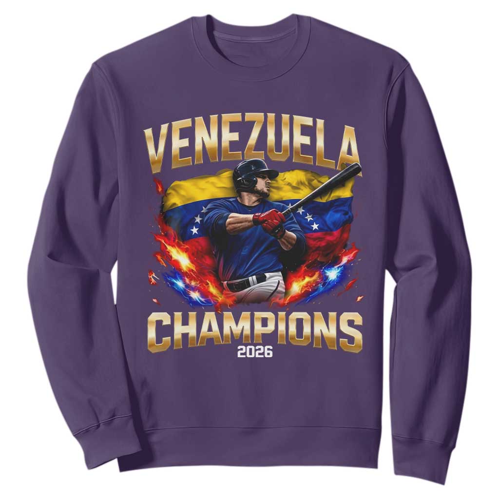 Venezuela Champions 2026 Sweatshirt Beisbol Venezuelan Pride Flag Baseball Fans TS02 Purple Print Your Wear
