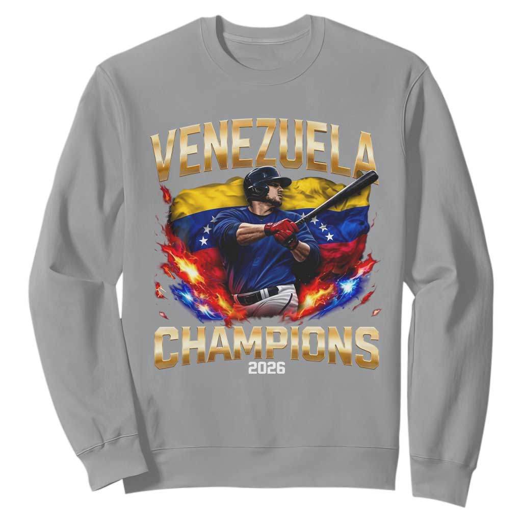 Venezuela Champions 2026 Sweatshirt Beisbol Venezuelan Pride Flag Baseball Fans TS02 Sport Gray Print Your Wear