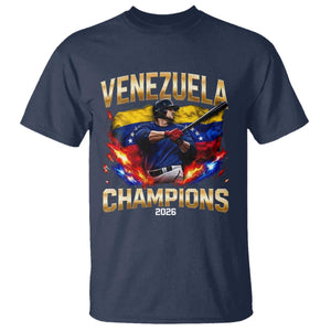 Venezuela Champions 2026 T Shirt - Beisbol Venezuelan Pride Flag - Baseball Fans TS02 Navy Print Your Wear