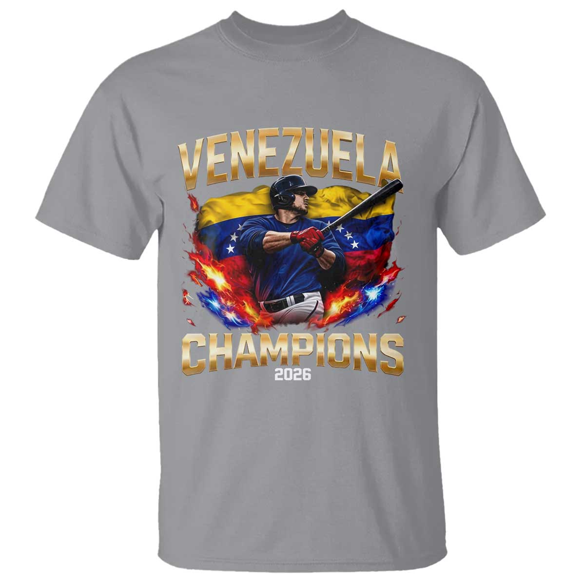 Venezuela Champions 2026 T Shirt - Beisbol Venezuelan Pride Flag - Baseball Fans TS02 Sport Gray Print Your Wear