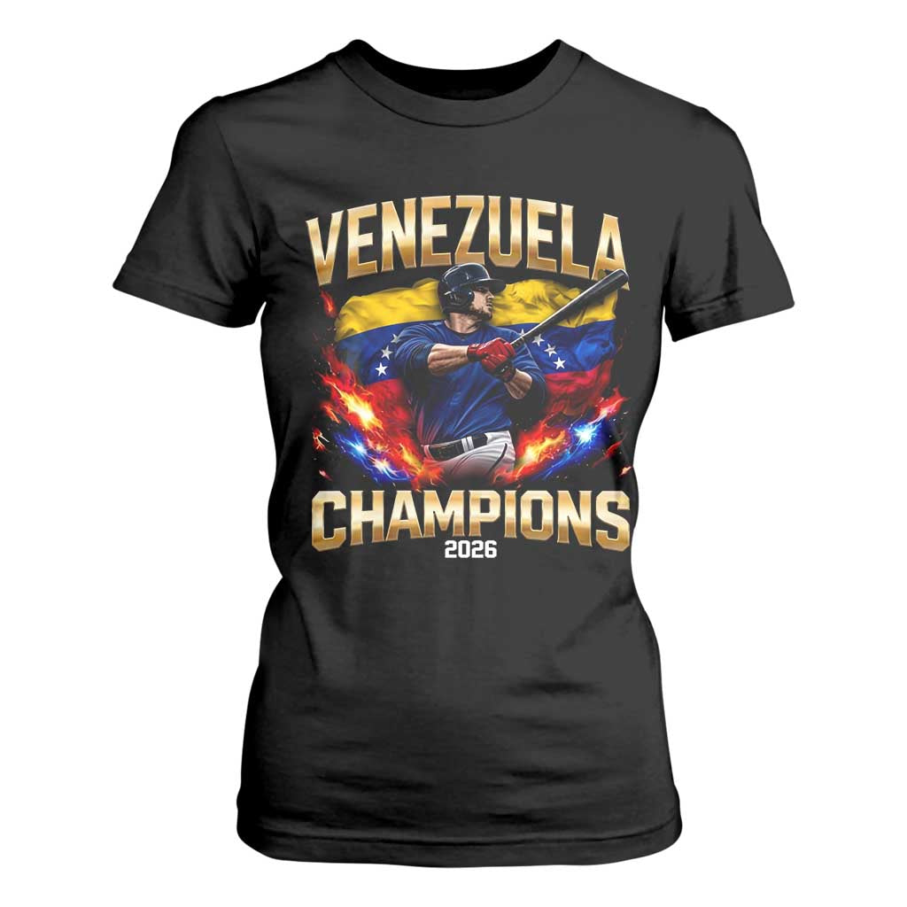 Venezuela Champions 2026 T Shirt For Women Beisbol Venezuelan Pride Flag Baseball Fans TS02 Black Print Your Wear