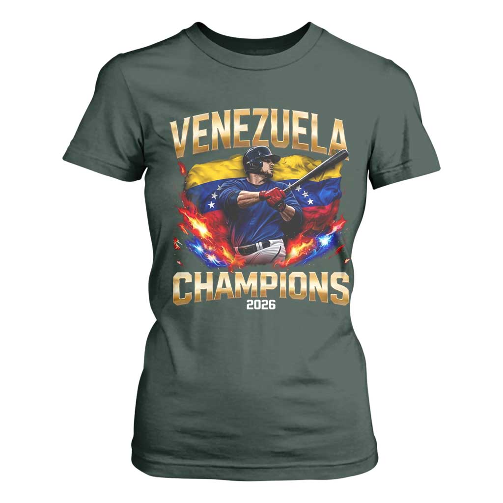 Venezuela Champions 2026 T Shirt For Women Beisbol Venezuelan Pride Flag Baseball Fans TS02 Dark Forest Green Print Your Wear