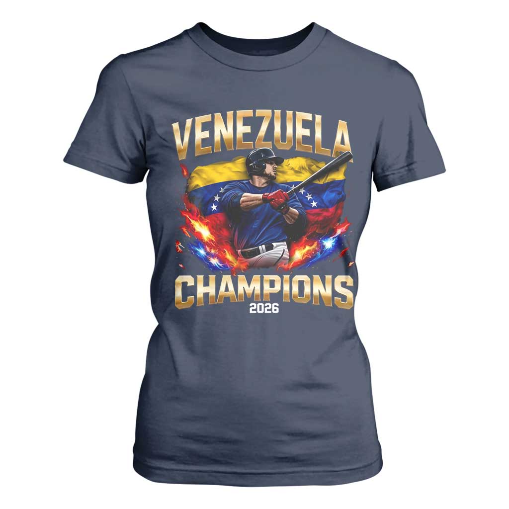Venezuela Champions 2026 T Shirt For Women Beisbol Venezuelan Pride Flag Baseball Fans TS02 Navy Print Your Wear