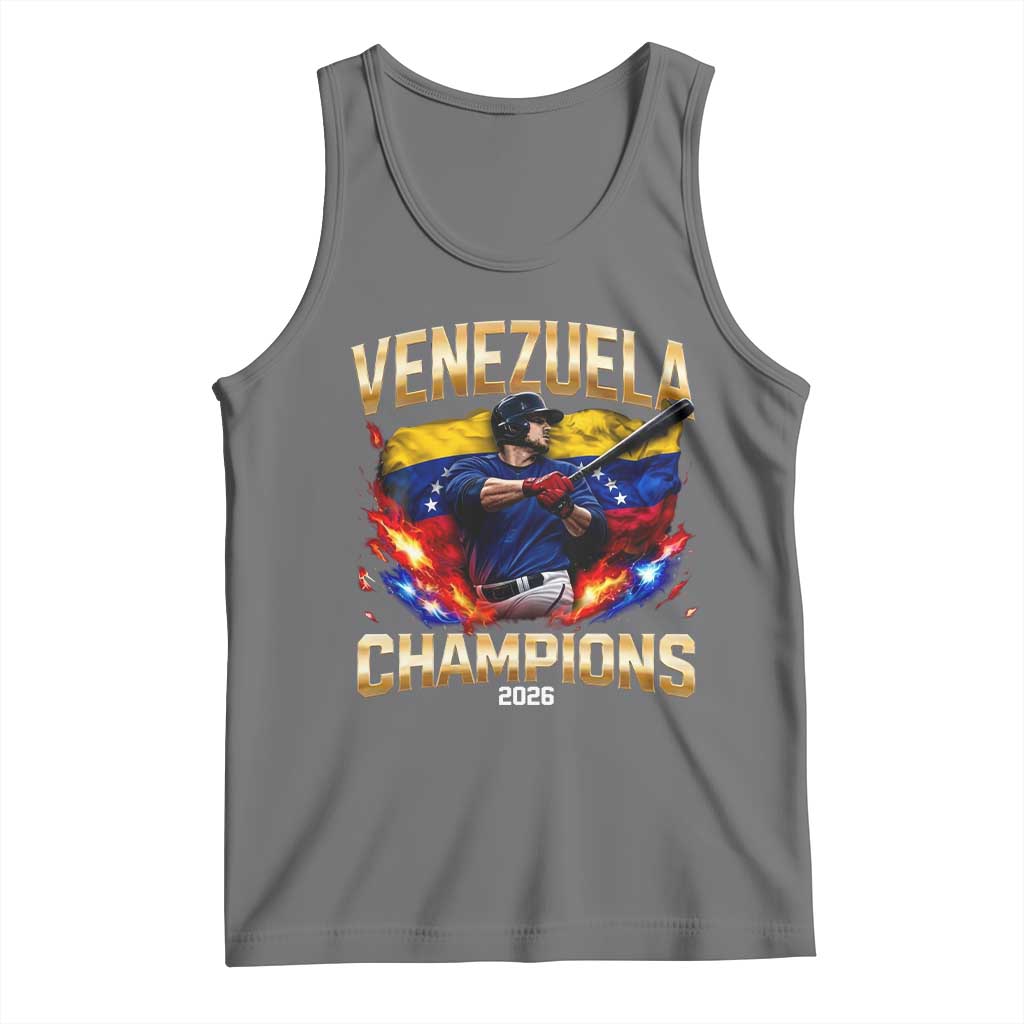 Venezuela Champions 2026 Tank Top Beisbol Venezuelan Pride Flag Baseball Fans TS02 Black Heather Print Your Wear