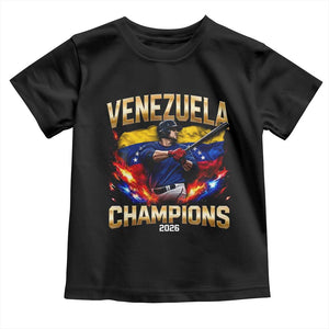 Venezuela Champions 2026 Toddler T Shirt Beisbol Venezuelan Pride Flag Baseball Fans TS02 Black Print Your Wear