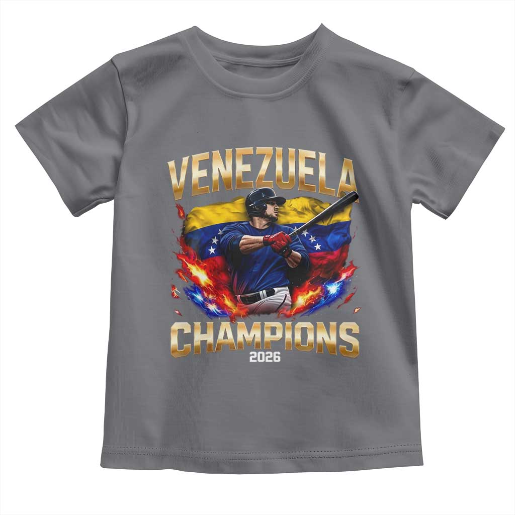 Venezuela Champions 2026 Toddler T Shirt Beisbol Venezuelan Pride Flag Baseball Fans TS02 Charcoal Print Your Wear