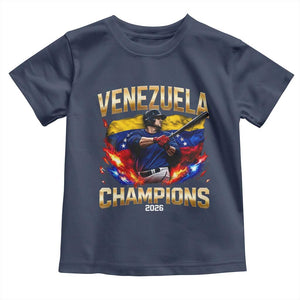 Venezuela Champions 2026 Toddler T Shirt Beisbol Venezuelan Pride Flag Baseball Fans TS02 Navy Print Your Wear
