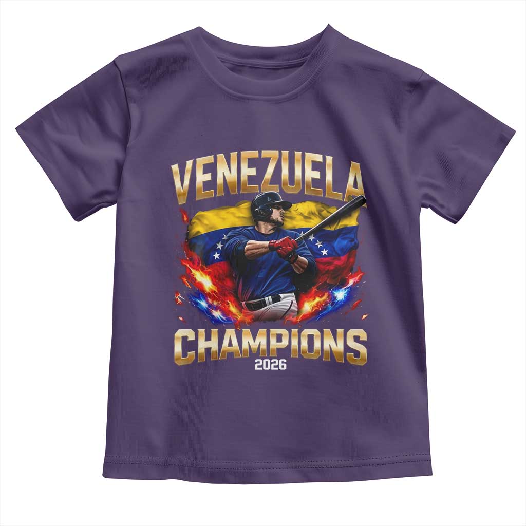 Venezuela Champions 2026 Toddler T Shirt Beisbol Venezuelan Pride Flag Baseball Fans TS02 Purple Print Your Wear