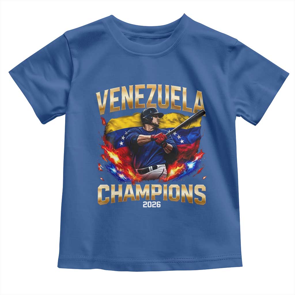 Venezuela Champions 2026 Toddler T Shirt Beisbol Venezuelan Pride Flag Baseball Fans TS02 Royal Blue Print Your Wear