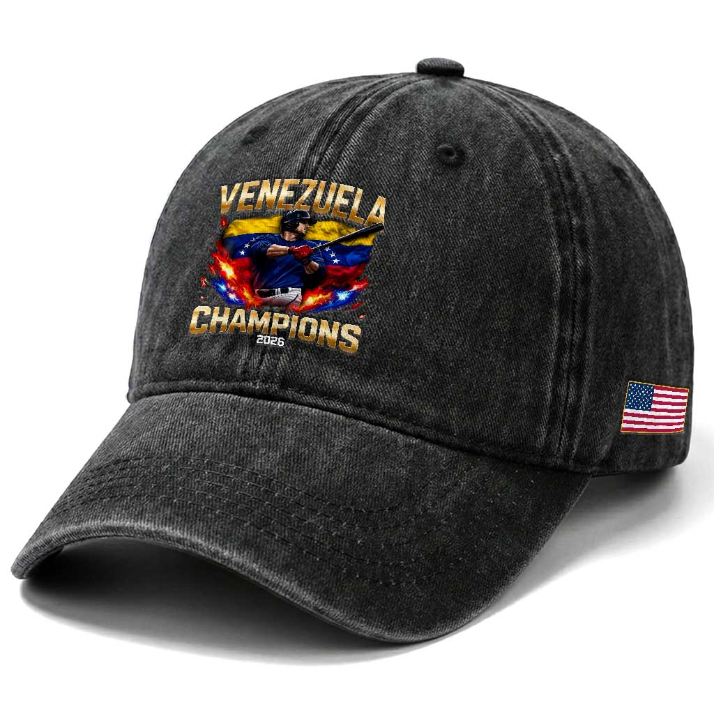 Venezuela Champions 2026 Washed Cotton Baseball Cap Beisbol Venezuelan Pride Flag Baseball Fans TS02 Print Your Wear