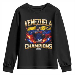 Venezuela Champions 2026 Youth Sweatshirt Beisbol Venezuelan Pride Flag Baseball Fans TS02 Black Print Your Wear