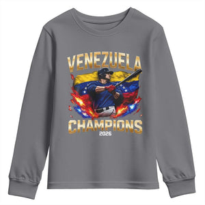 Venezuela Champions 2026 Youth Sweatshirt Beisbol Venezuelan Pride Flag Baseball Fans TS02 Charcoal Print Your Wear
