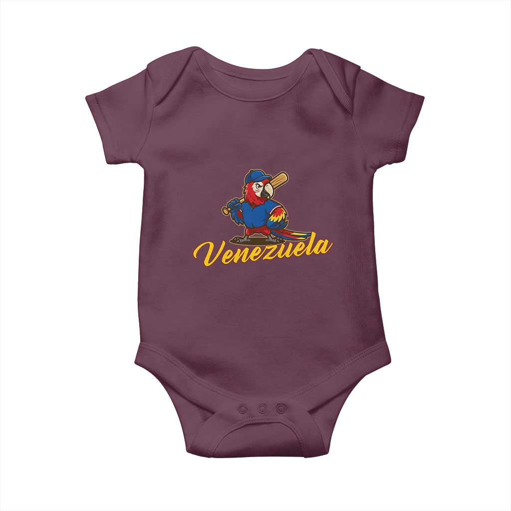 Venezuela Guacamaya Macaw Baseball Baby Onesie Venezuelan Pride Latino Beisbol Fans TS02 Maroon Print Your Wear